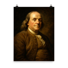 Benjamin Franklin poster on a plain backdrop in size 8"x10".