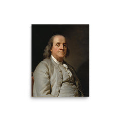 Benjamin Franklin poster on a plain backdrop in size 8"x10".