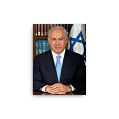 Benjamin Netanyahu canvas print on a plain backdrop in size 12"x16".