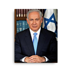 Benjamin Netanyahu canvas print on a plain backdrop in size 16"x20".