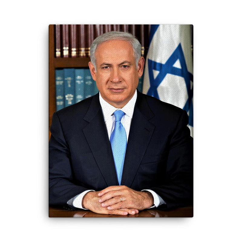 Benjamin Netanyahu canvas print on a plain backdrop in size 18