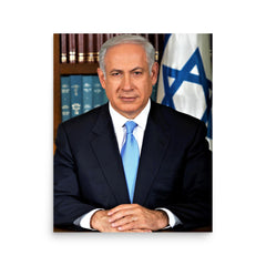 Benjamin Netanyahu poster on a plain backdrop in size 16"x20".