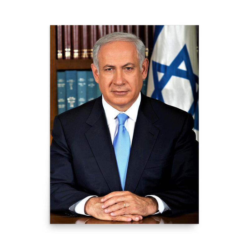 Benjamin Netanyahu poster on a plain backdrop in size 18