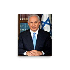 Benjamin Netanyahu poster on a plain backdrop in size 8"x10".