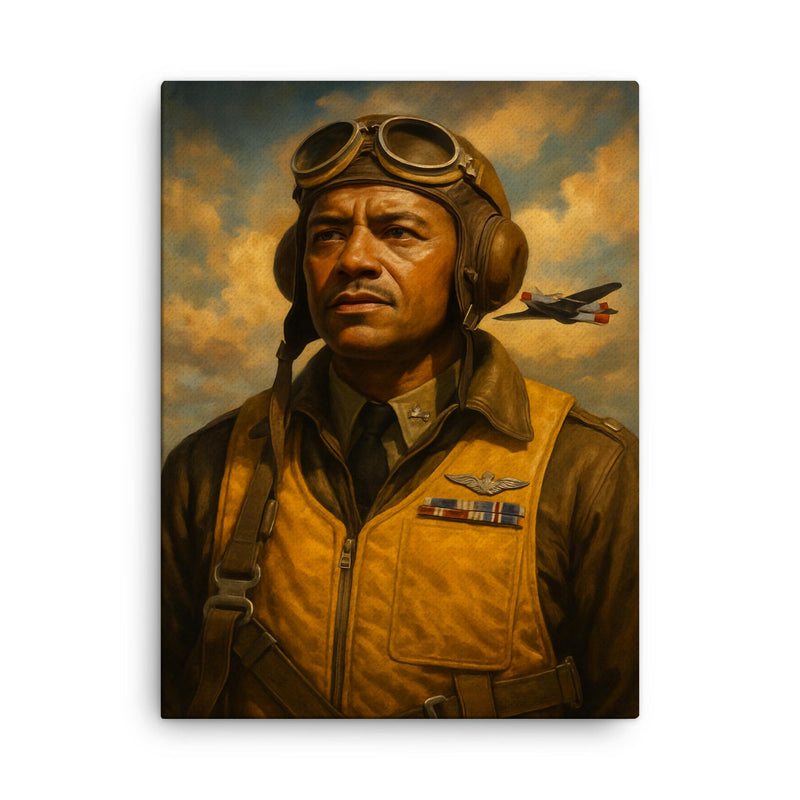 Benjamin O Davis Jr canvas print on a plain backdrop in size 18