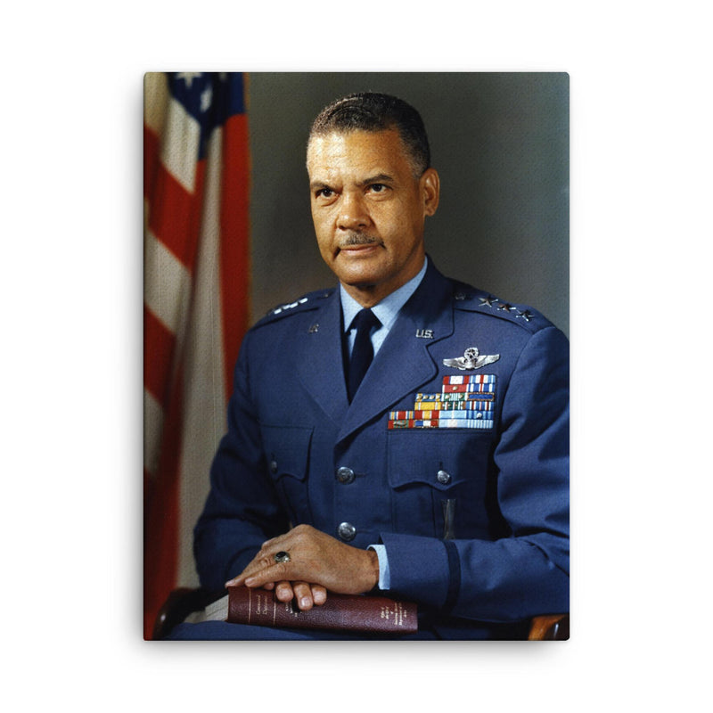 Benjamin O Davis Jr canvas print on a plain backdrop in size 18