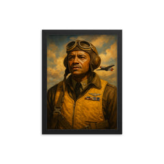 Benjamin O Davis Jr framed print on a plain backdrop in size 12"x16".