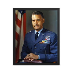 Benjamin O Davis Jr framed print on a plain backdrop in size 16"x20".