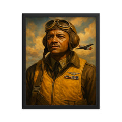 Benjamin O Davis Jr framed print on a plain backdrop in size 16"x20".