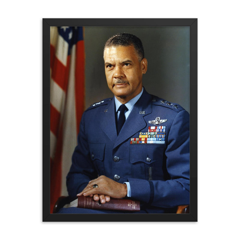 Benjamin O Davis Jr framed print on a plain backdrop in size 18