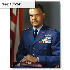 Benjamin O Davis Jr metal print on a plain backdrop in size 18"x24".