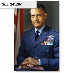 Benjamin O Davis Jr metal print on a plain backdrop in size 24"x36".