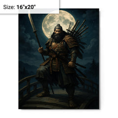 Benkei standing on the bridge at night metal print on a plain backdrop in size 16"x20".