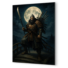 Benkei standing on the bridge at night metal print mockup