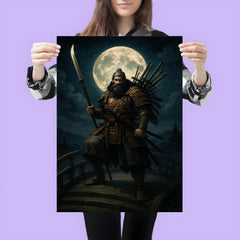 Benkei standing on the bridge at night poster 3