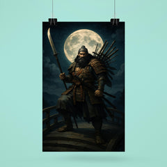 Benkei standing on the bridge at night poster 6