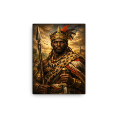 Benkos Bioho maroon king portrait canvas print on a plain backdrop in size 12"x16".