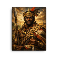 Benkos Bioho maroon king portrait canvas print on a plain backdrop in size 16"x20".