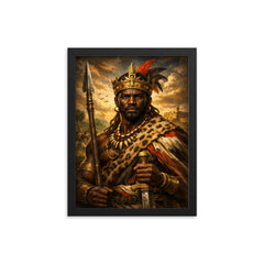 Benkos Bioho maroon king portrait framed print on a plain backdrop in size 12"x16".