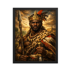 Benkos Bioho maroon king portrait framed print on a plain backdrop in size 16"x20".