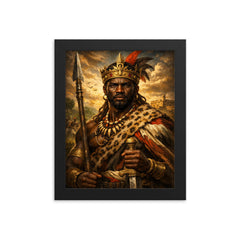 Benkos Bioho maroon king portrait framed print on a plain backdrop in size 8"x10".