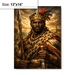 Benkos Bioho maroon king portrait metal print on a plain backdrop in size 12"x16".