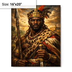 Benkos Bioho maroon king portrait metal print on a plain backdrop in size 16"x20".