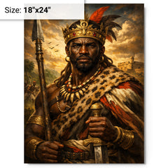 Benkos Bioho maroon king portrait metal print on a plain backdrop in size 18"x24".