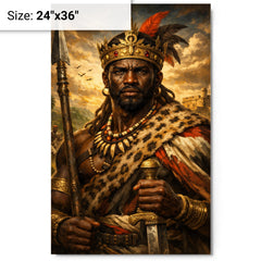 Benkos Bioho maroon king portrait metal print on a plain backdrop in size 24"x36".