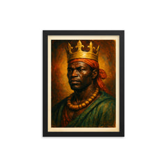 Benkos Biohó maroon king portrait framed print on a plain backdrop in size 12"x16".