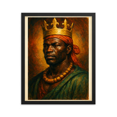 Benkos Biohó maroon king portrait framed print on a plain backdrop in size 16"x20".