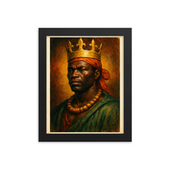 Benkos Biohó maroon king portrait framed print on a plain backdrop in size 8"x10".