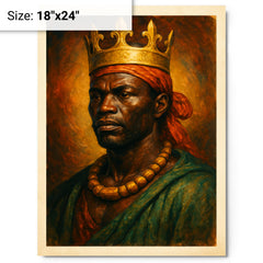 Benkos Biohó maroon king portrait metal print on a plain backdrop in size 18"x24".