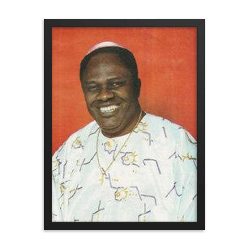 Benson Idahosa framed print on a plain backdrop in size 18
