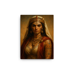 Berber queen Kahina with desert tattoos canvas print on a plain backdrop in size 12"x16".