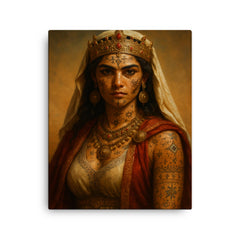 Berber queen Kahina with desert tattoos canvas print on a plain backdrop in size 16"x20".