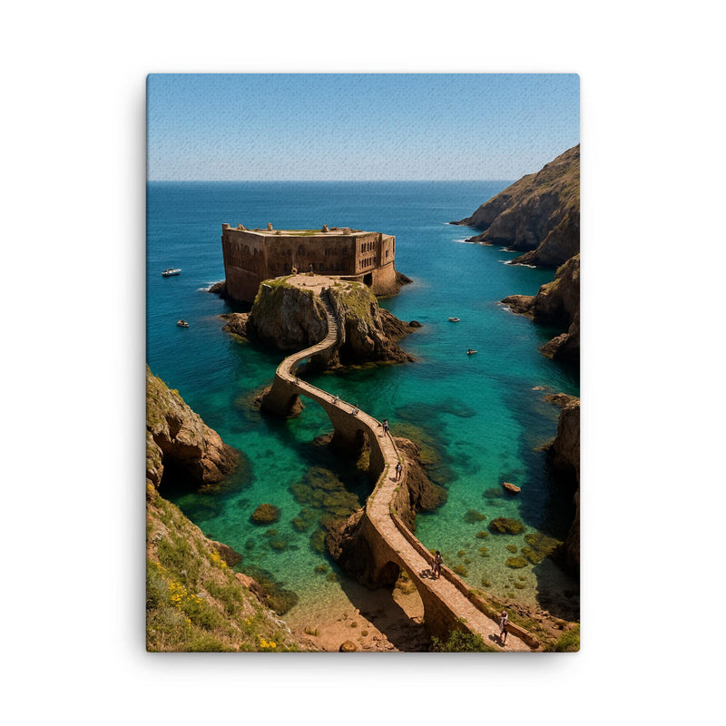 Berlengas Islands Portugal canvas print on a plain backdrop in size 18