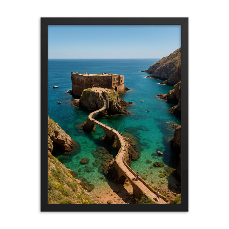 Berlengas Islands Portugal framed print on a plain backdrop in size 18