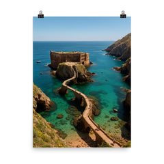 Berlengas Islands Portugal poster on a plain backdrop in size 8"x10".