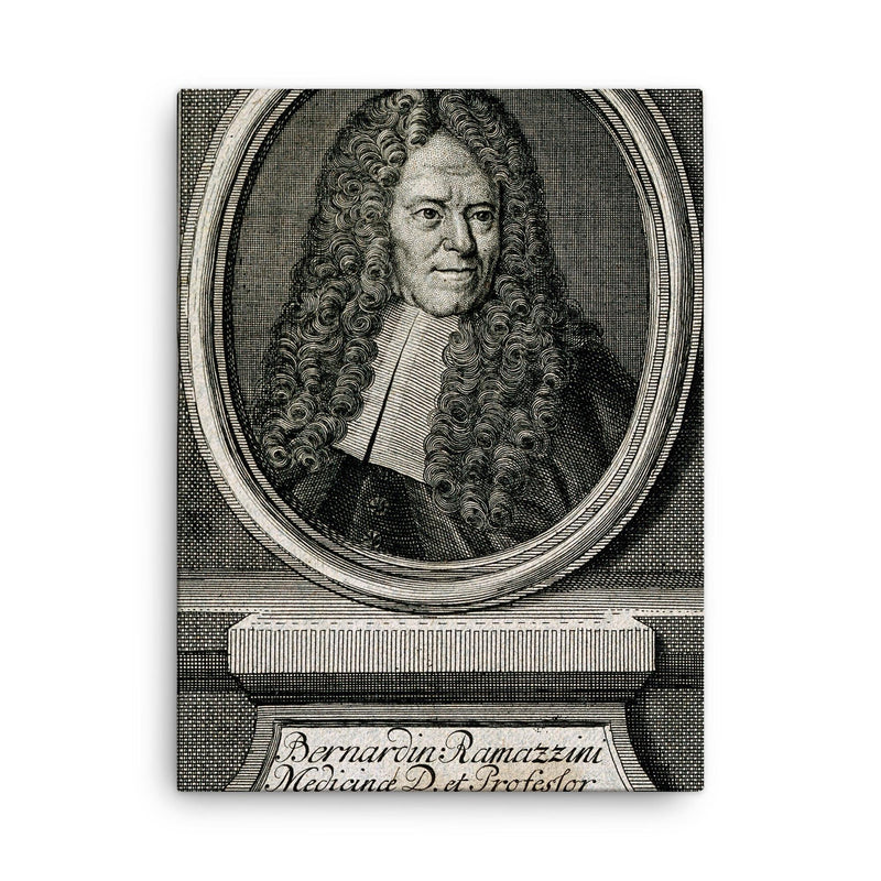 Bernardino Ramazzini canvas print on a plain backdrop in size 18