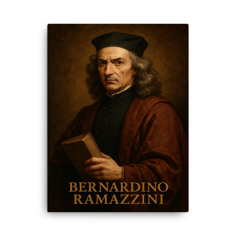 Bernardino Ramazzini canvas print on a plain backdrop in size 18