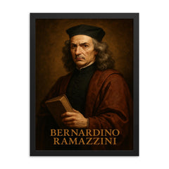 Bernardino Ramazzini framed print on a plain backdrop in size 18"x24".