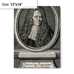 Bernardino Ramazzini metal print on a plain backdrop in size 12"x16".