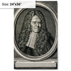 Bernardino Ramazzini metal print on a plain backdrop in size 24"x36".