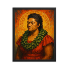 Bernice Pauahi Bishop framed print on a plain backdrop in size 16"x20".