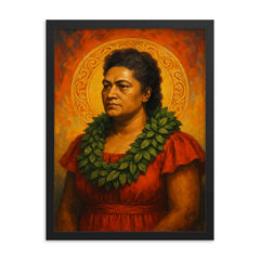 Bernice Pauahi Bishop framed print on a plain backdrop in size 18"x24".
