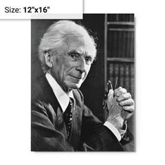 Bertrand Russell metal print on a plain backdrop in size 12"x16".