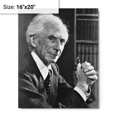 Bertrand Russell metal print on a plain backdrop in size 16"x20".