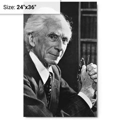 Bertrand Russell metal print on a plain backdrop in size 24"x36".