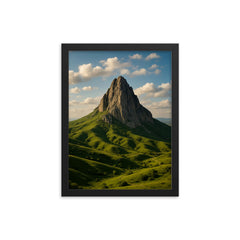 Besh Barmag Mountain Azerbaijan framed print on a plain backdrop in size 12"x16".